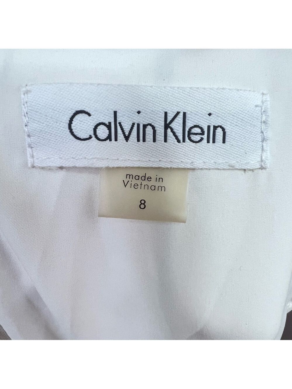 Calvin Klein Crew Neck Sleeveless Women's Shift Dress White Stripes Size 8 - Picture 11 of 12